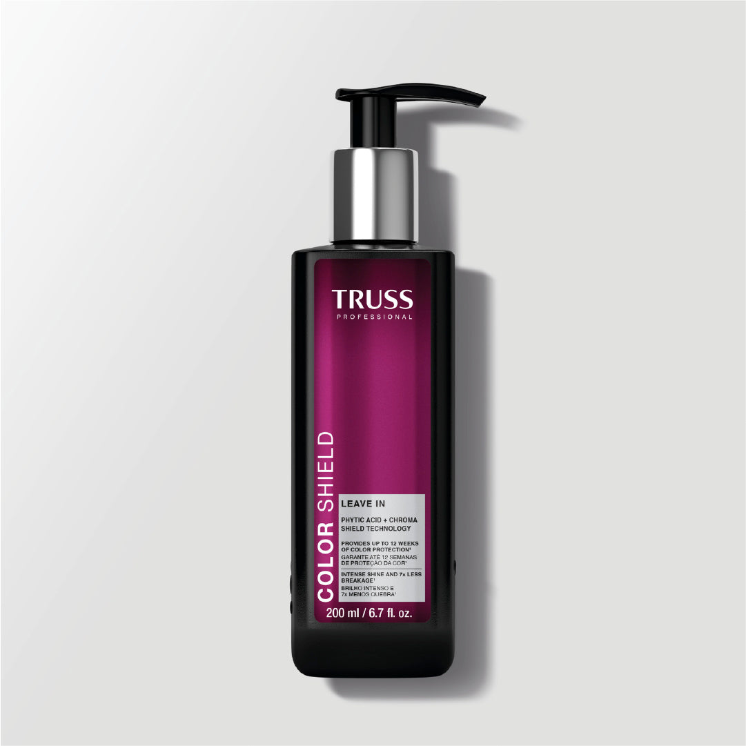 TRUSS Color Shield leave-in protection bottle on a light gray background