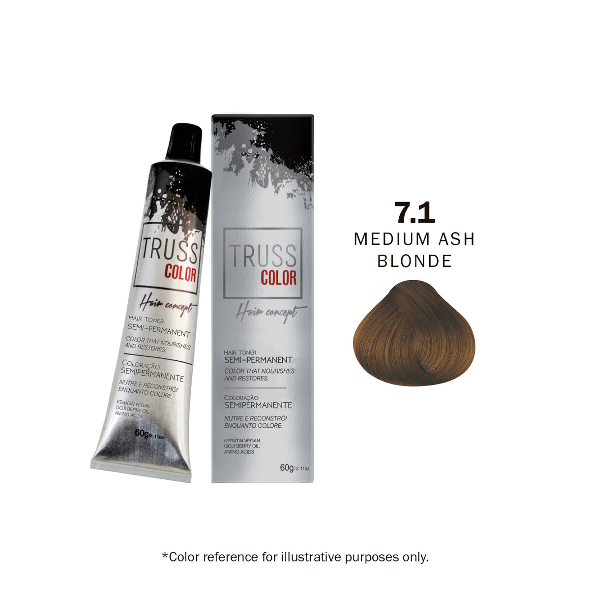 SEMI PERMANENT - 7.1 MEDIUM ASH BLONDE 60G / 2.11 OZ10366645109016
